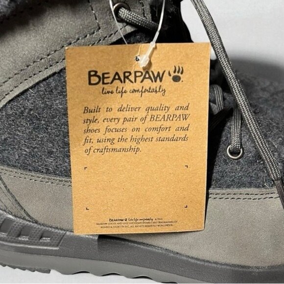 🌻NEW w/Box Bearpaw Cheryl Women’s Black/Gray Suede Mid-Calf Winter Boots Size 7 - Picture 9 of 11